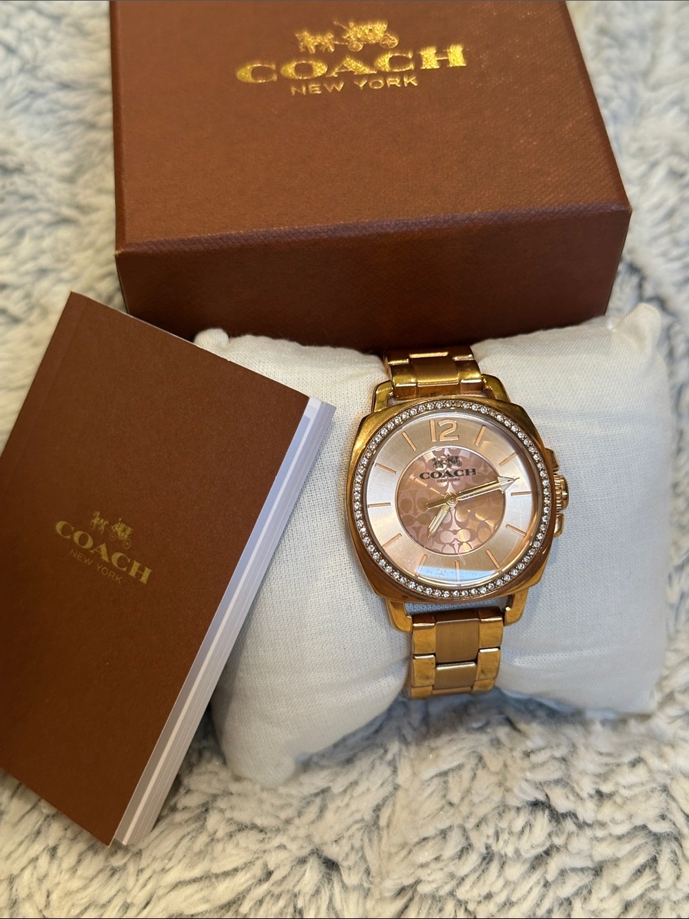 Coach Women's Tose Gold Crystal Accent Bracelet Watch